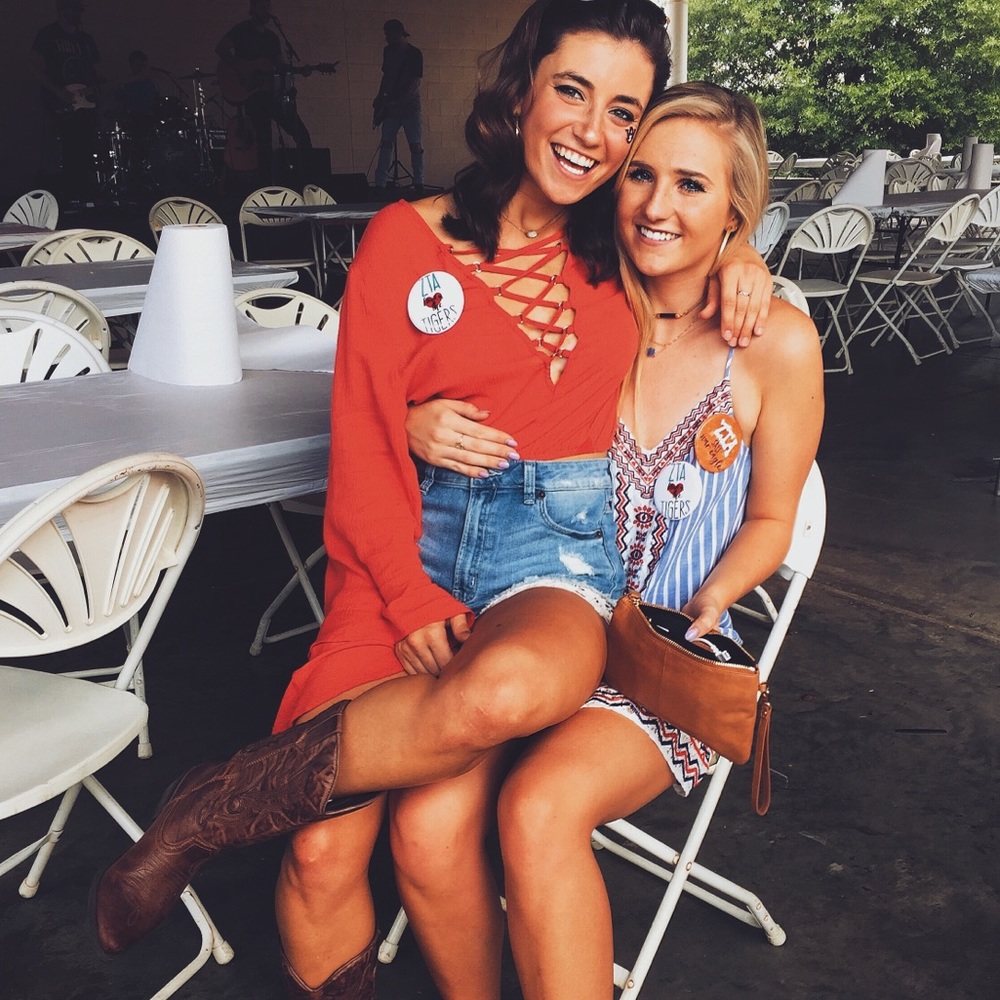 Orange lace up top